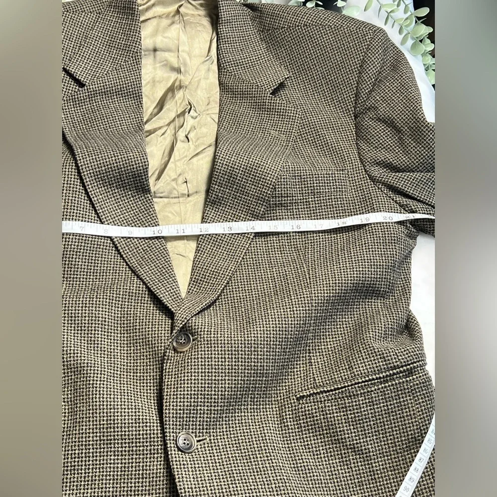 Haggar Vintage Men's Blazer Jacket Size 44L Brown Tweed Wool Blend Sport Coat